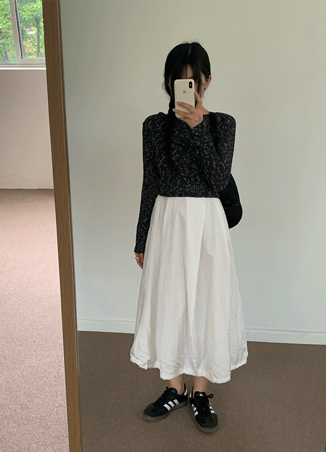 (메쉬안감) String nylon long skirts (2color)