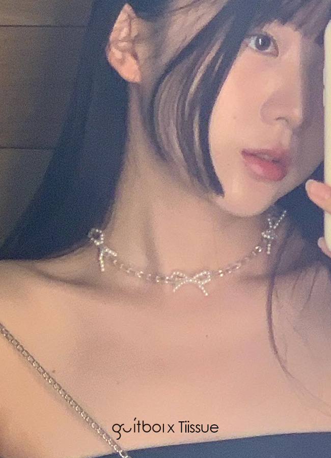 [Tiissue x Guitbol 빠른 배송] RIBBON BEADS NECKLACE (3COLOR)