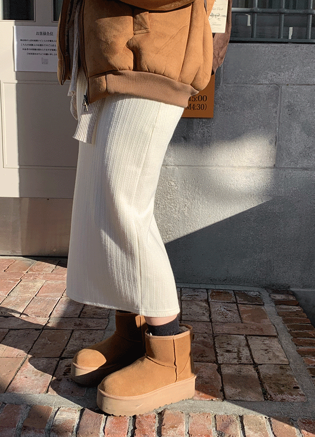 [기모] Nap slit long skirts (3color)