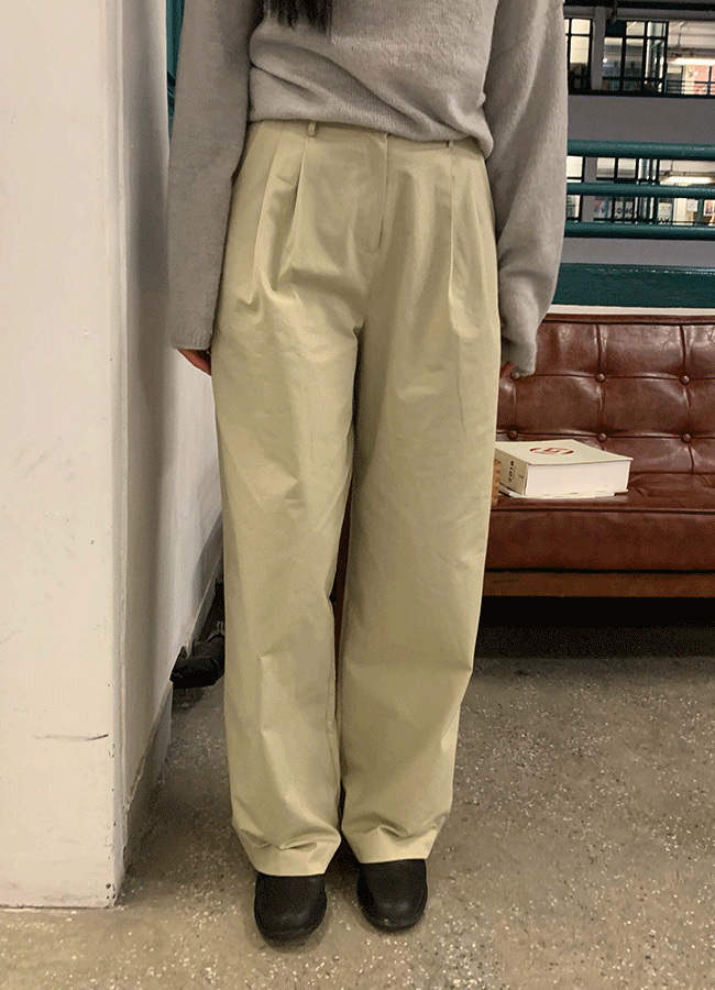 Peanut cotton pin-tuck pants (3color)
